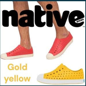 Native Shoes Gold/Yellow Unisex Jefferson Slip On Waterproof Shoes (10)